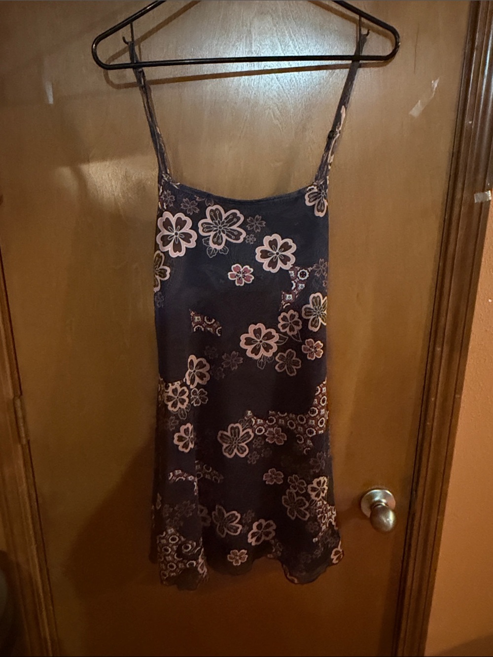 Floral Slip Mini Dress in Black and Pink
